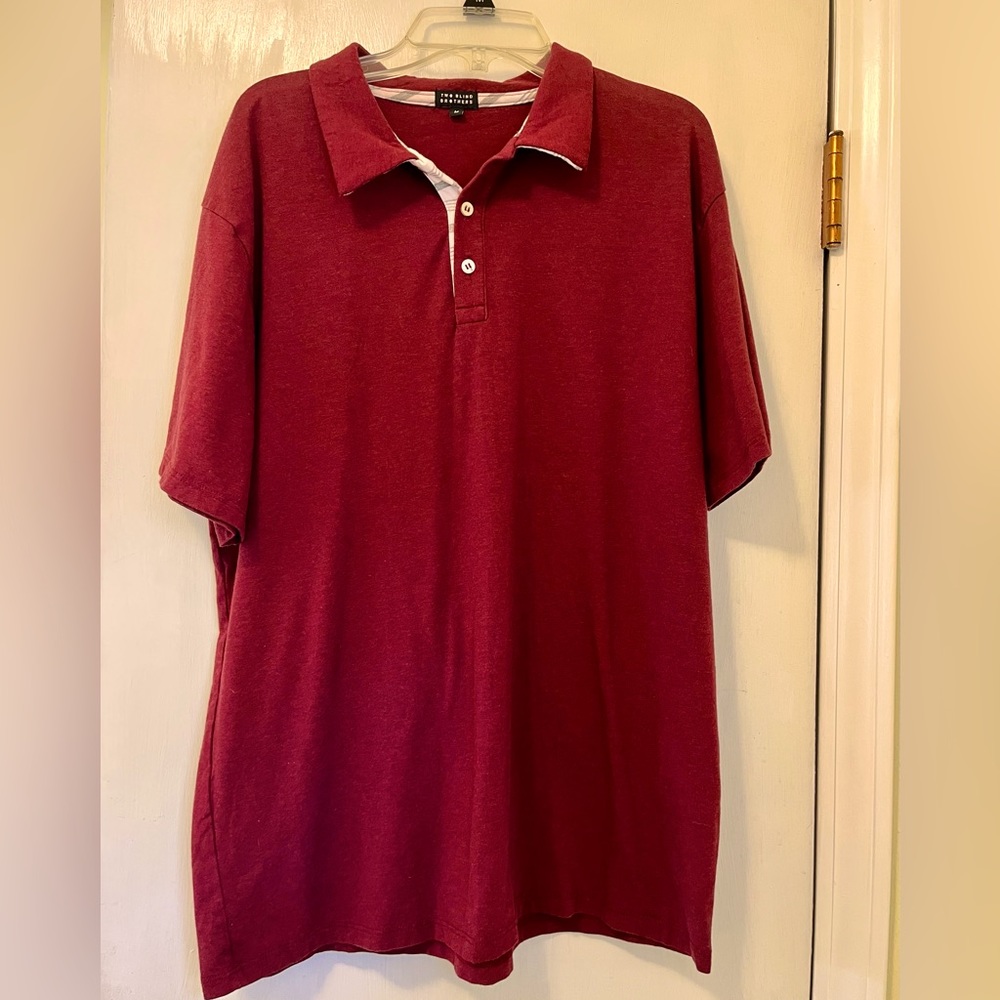 Two Blind Brothers polo shirt Preppy Red with black and white accent Size Med